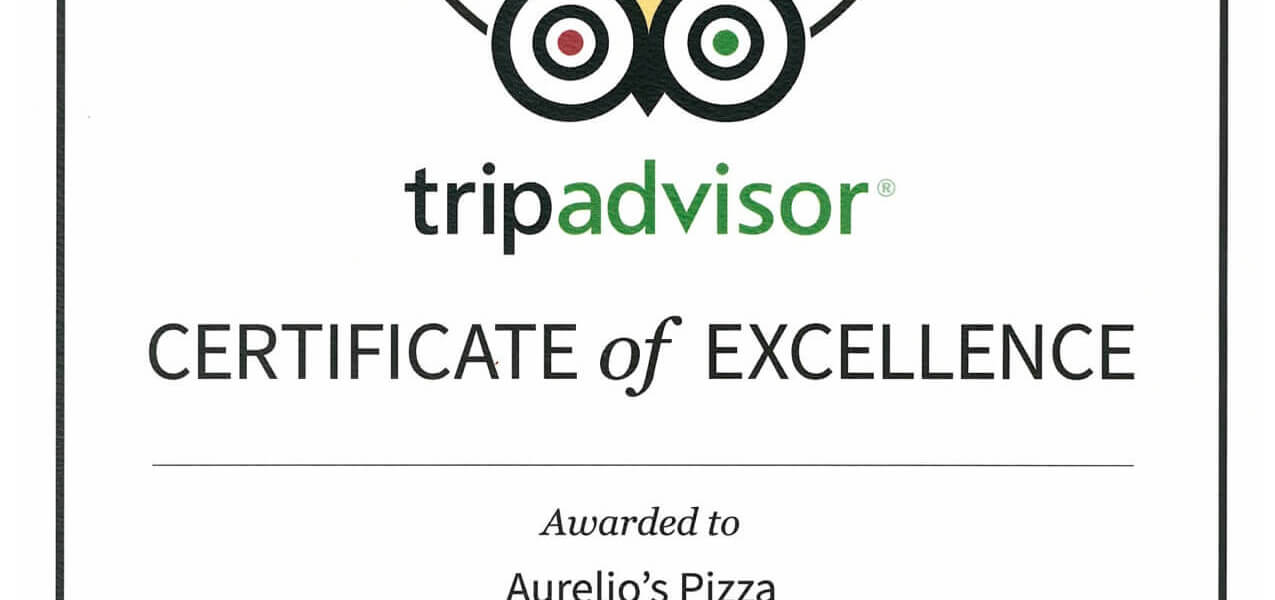 Aurelio's Pizza - Certificate of Excellence