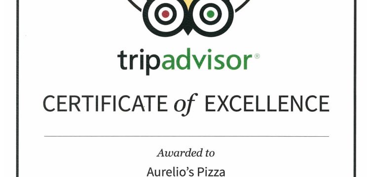 Aurelio's Pizza - Certificate of Excellence